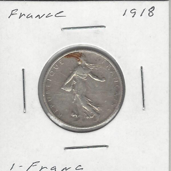 France 1 Franc, 1918, Silver