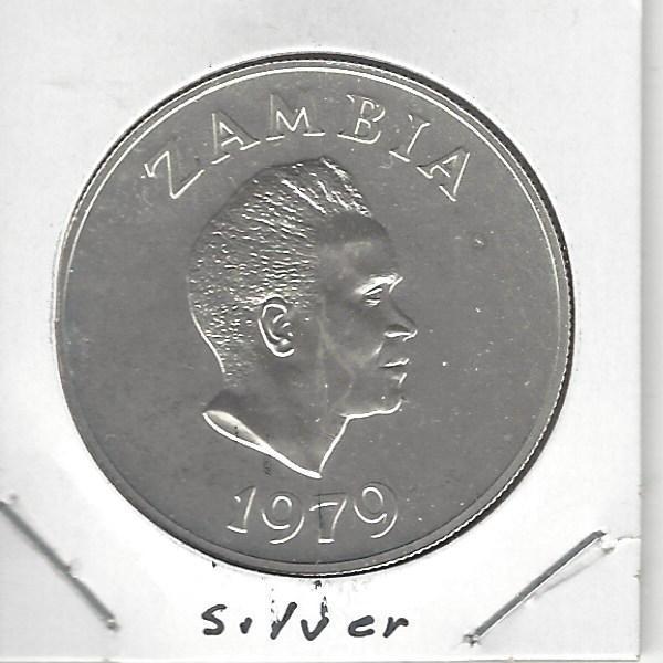 Zambia 5 Kwacha, 1979, Conservation, Uncirculated, Silver