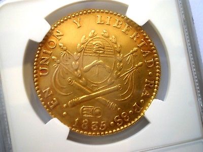 1835 ARGENTINA LA RIOJA 8 ESCUDOS 8E DOLLARS REALES COLONIAL GOLD COIN