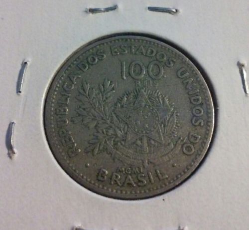 1901 Brazil 100 Reis Coin - KM#503 - (#IN1565)