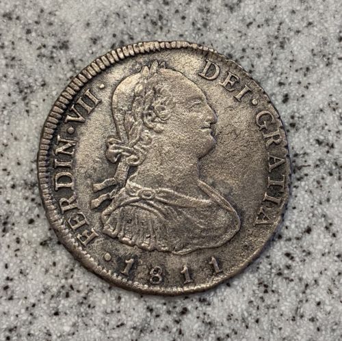 AU Silver 1811 Chile 4 Reales Ferdinand VII Shipwreck Effect Rare *Only 1 Known*