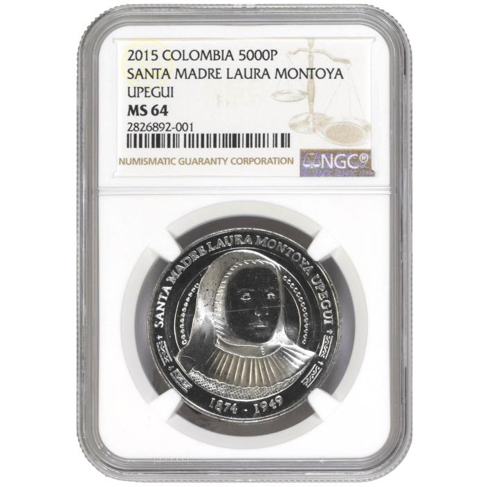 Colombia 5000 Pesos 2015 Santa Laura Montoya Upegui NGC MS 64 KM# 300