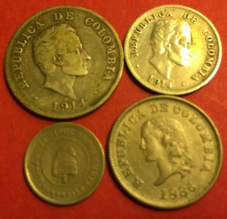 early 4 coin type set of Columbia coins, 2 are silver, high grade, l 333