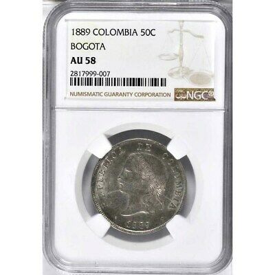 1889 Colombia Bogota 50 Centavos, NGC AU 58, Finest Certified @ NGC