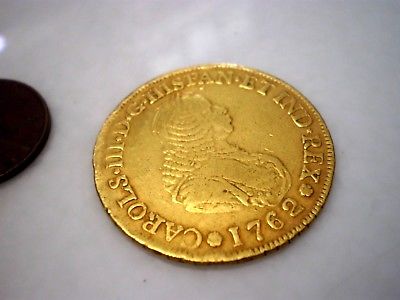1762 COLOMBIA 4 ESCUDOS 4E DOLLARS PESOS REALES COLONIAL GOLD COIN