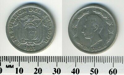 Ecuador 1937 - 1 Sucre Nickel Coin - Sucre's head left within wreath