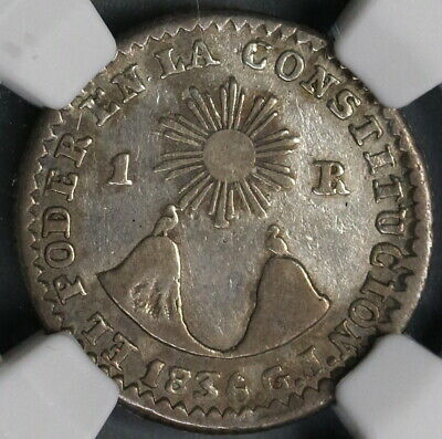 1836 NGC VF 25 Ecuador 1 Real Rare Quito Silver Coin (19030902C)