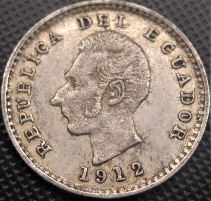 1912 Ecuador 1/2 Decimo de Sucre, KM# 55.1 -Silver Coin