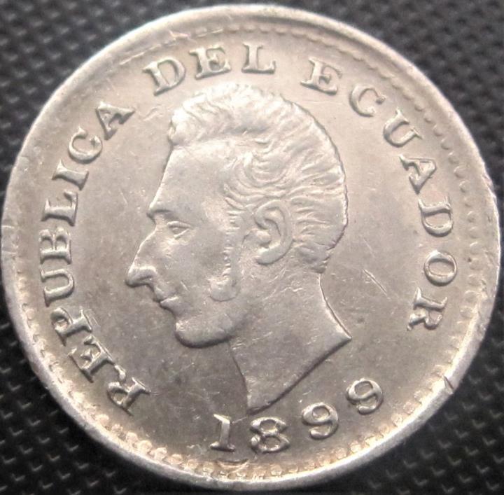 1899 Ecuador 1/2 Decimo de Sucre, KM# 55.1 -Silver Coin **DETAILS**