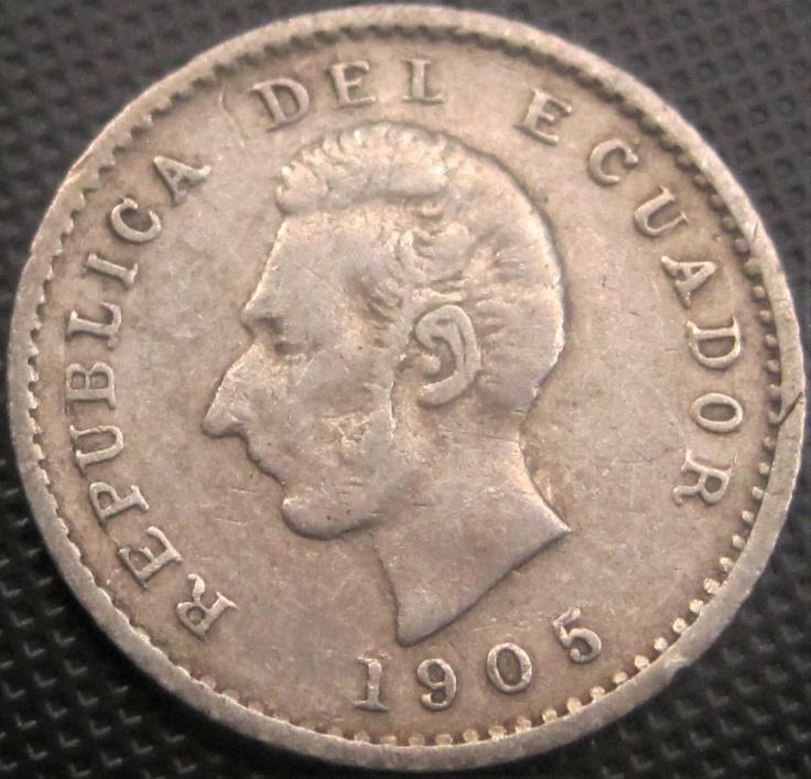 1905 Ecuador 1/2 Decimo de Sucre, KM# 55.1 -Silver Coin