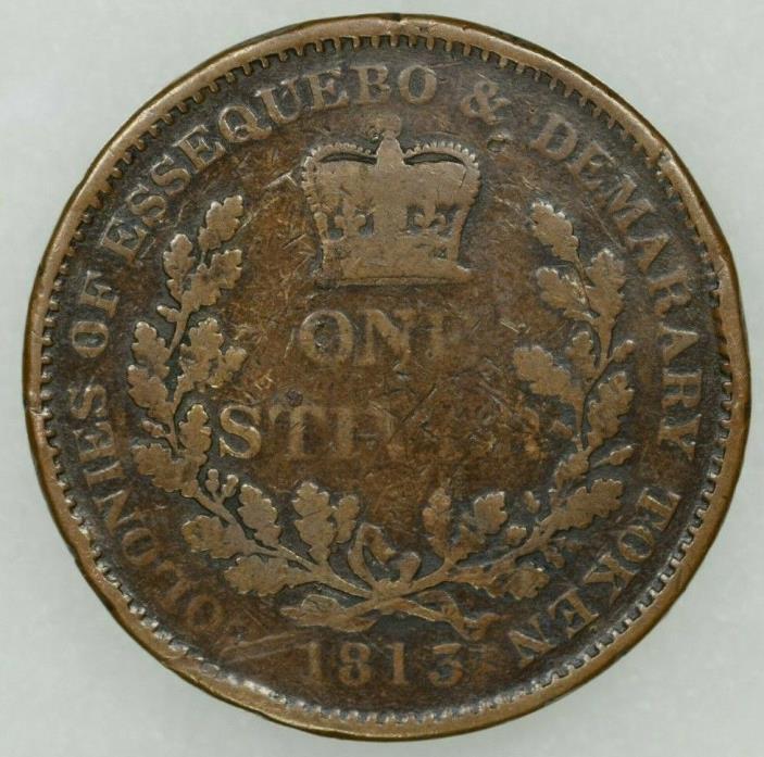 1813 Essequibo & Demerary Stiver King George III Great Britain KM#10 Circulated