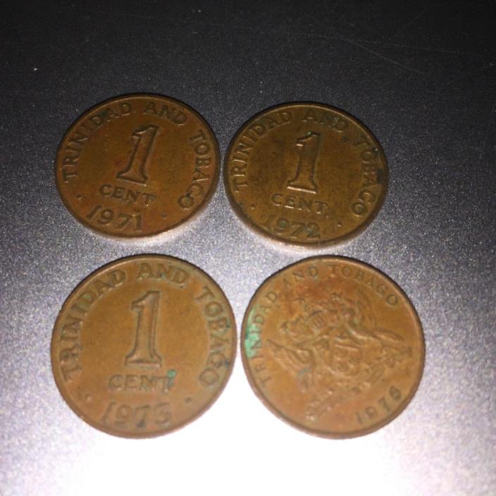 4 Trinidad & Tobago-1 Cent Coins Lot 1971,1972,1973 & 1976