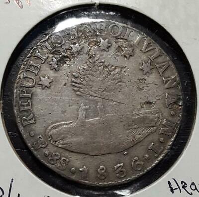 Bolivia 1836 PTS LM Silver 8 Soles
