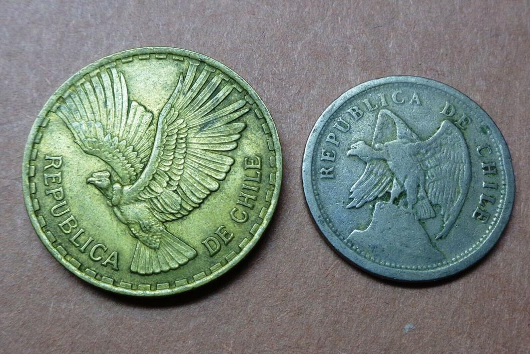 2 COINS FROM CHILE  - 1923 20 CENTAVOS & 1965 10 CENTAVOS      A-87