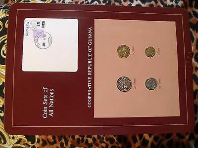 Coin Sets of All Nations Guyana w/ card 1985 - 1986 UNC purple stamp 5 cent 1986