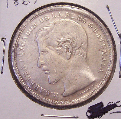1867 GUATEMALA 1 PESO SILVER DOLLAR COIN KM 186.1