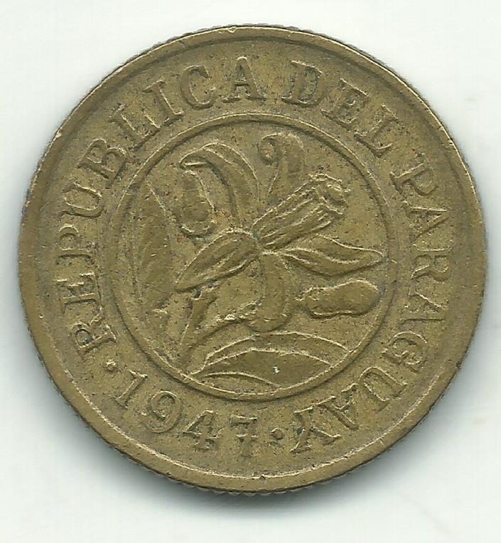 BETTER GRADE 1947 PARAGUAY 10 CENTIMOS COIN-APR141