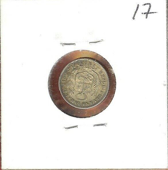 PERU REP 1/2 DINERO 1905JF VF #17 SILVER,SEATED LIBERTY FLANKED BY SHIELD & COL