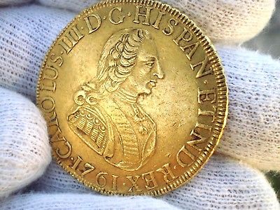 1761 PERU 8 ESCUDOS COLONIAL 8E DOUBLOON  DOLLARS  GOLD  COIN