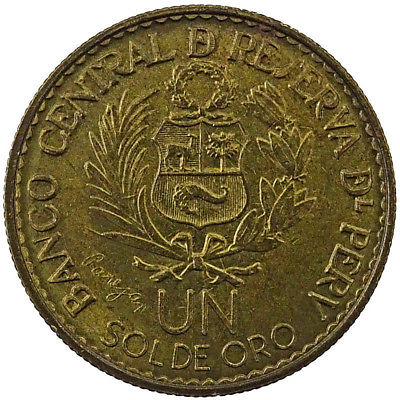 1565 - 1965 Peru 1 Sol De Oro High Grade Actual Photos Lot #P5117