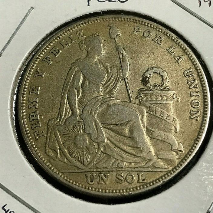 1924 PERU SILVER ONE SOL NICE CROWN COIN