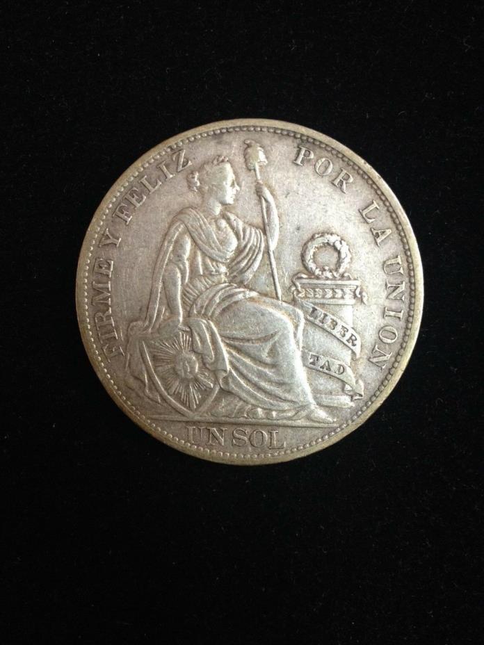 1895 Peru Un Sol Silver Coin *NICE DETAIL
