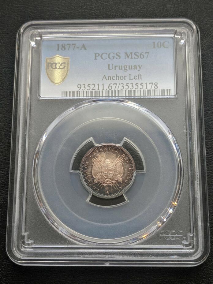 HIGHEST GRADED PCGS MS67 Republic 10 CTN 1877- Paris mint, KM14. -STUNNING!