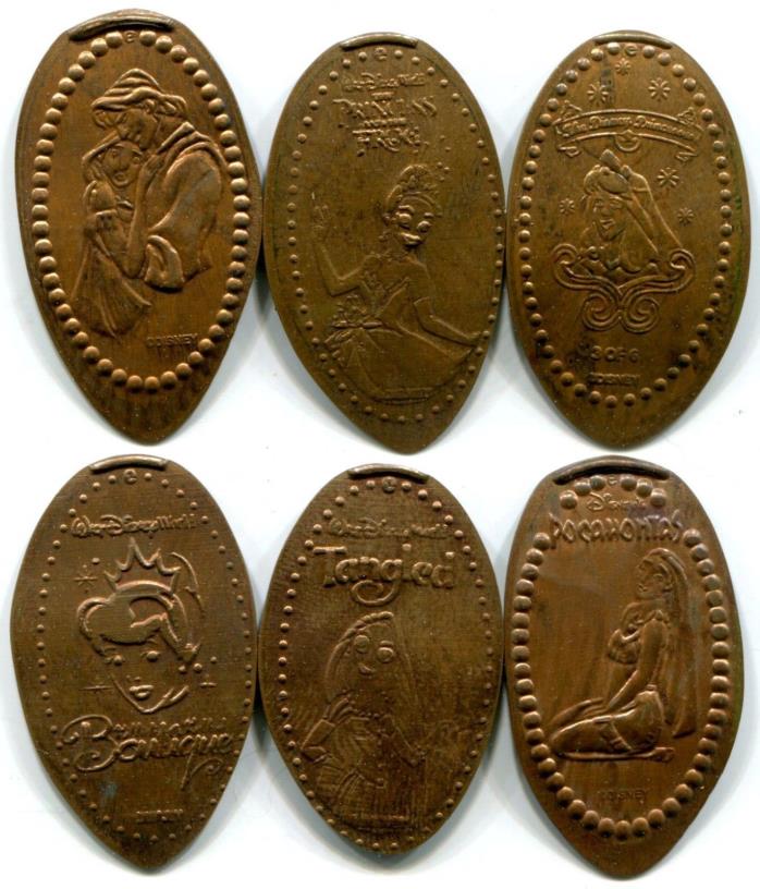 Disney Princess Collection Of Six All Copper Pressed Pennies - Pocahontas, Tiana