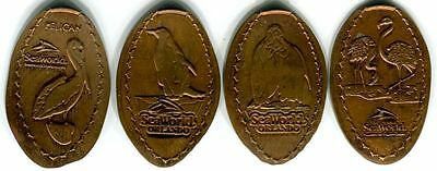 SeaWorld Birds Of A Feather Flock Together - Lot Of Four Copper Pressed Pennies