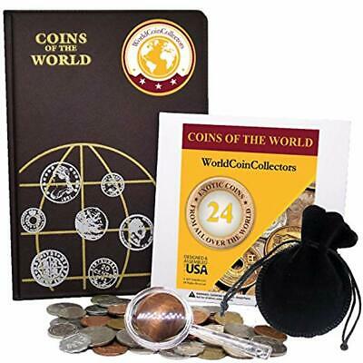 World Coin Collectors Starter Kit &hearts 24 Coins From All Over The + Album Bag