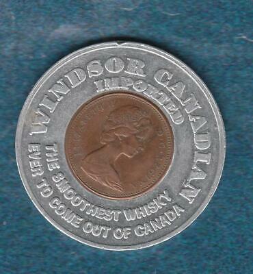 1966 Canada Encased Cent, Windsor Canadian Whisky Advertising token