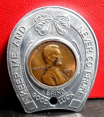 Very Nice 1971 D Lincoln National Bank of Detroit Encased Good Lucky Cent