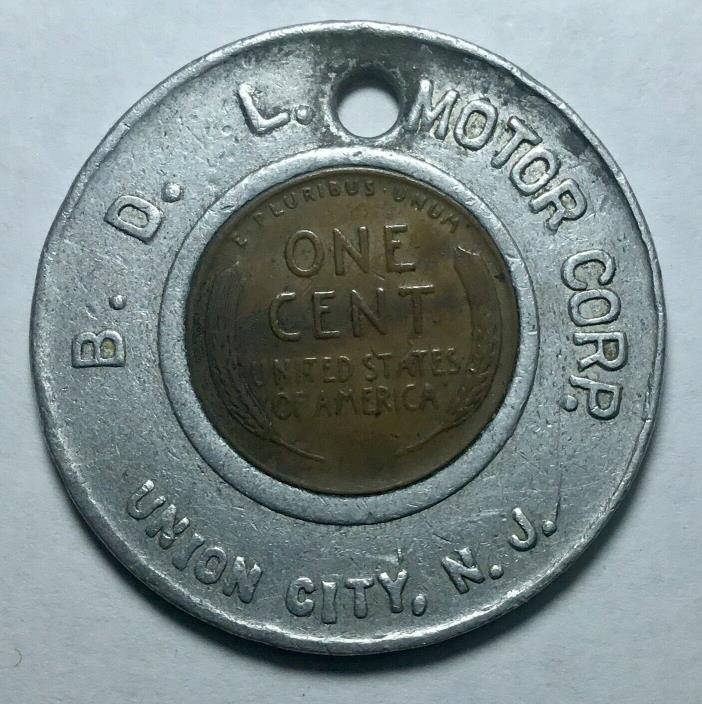B.D.L. Motor Corp. Union City New Jersey 1948-D Encased Cent Rare NJ Token