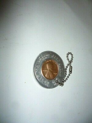 Vintage Coin Encased Cent Good Luck Penny 1954 American Express Money Order Adv