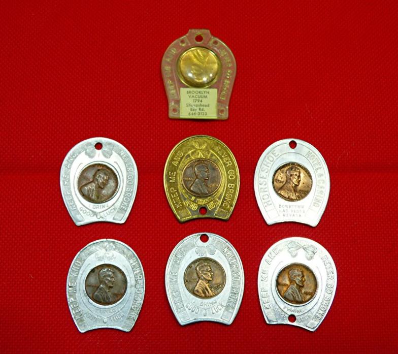 Encased penny never go broken cent good luck horseshoe token coin lot