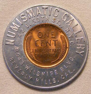 1947 Numismatic Gallery of Beverly Hills, CA Good Luck Encased Wheat Cent