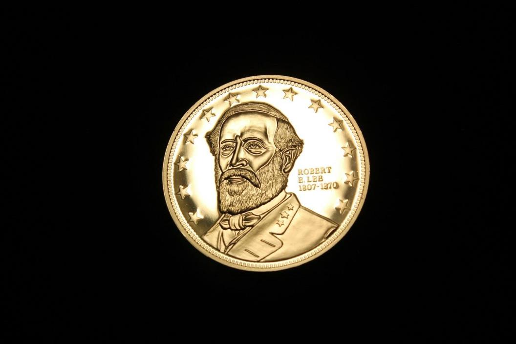 ROBERT E. LEE GOLD  FANTASY COIN, NOT REAL COIN, PROOF LIKE FINISH, 40MM SIZE