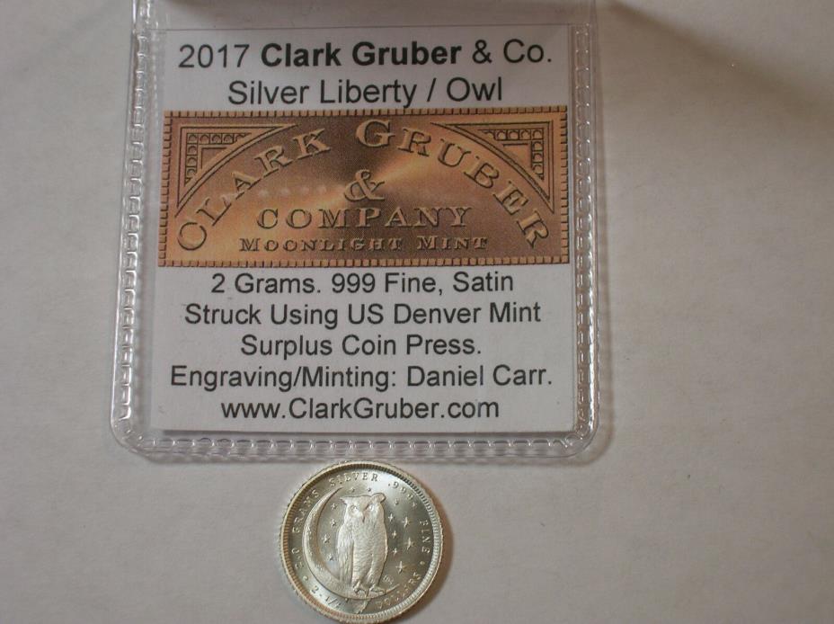 2017 Liberty/Owl CLARK GRUBER DANIEL CARR 2 Grams 999 Silver Reeded Edge