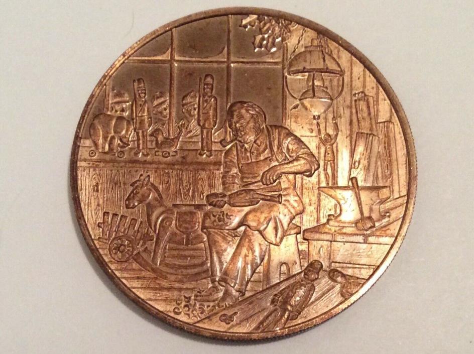 1976 Solid Bronze Old Fashion Simple Life Coin Medal