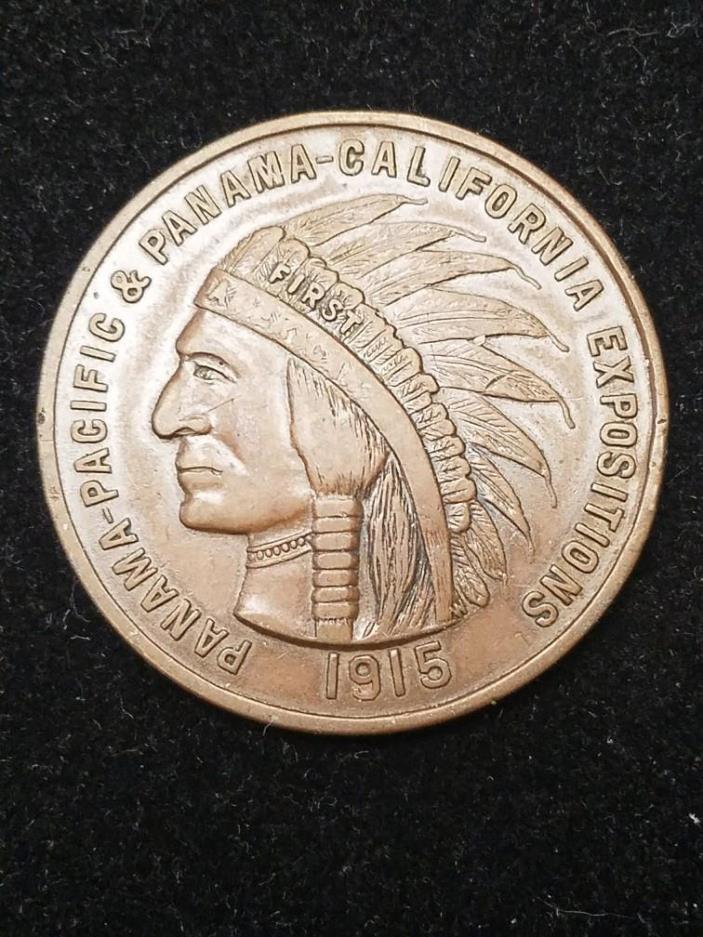 1915 Souvenir Penny Panama Pacific Exposition 44 MM Token Medal