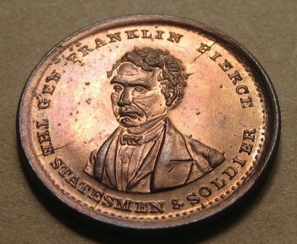 Political FP 1852-4 C 28mm V. Choice UNC - Franklin Pierce - Virtually Full Red