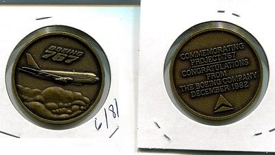 BOEING 767 AIRPLANE 1982 MEDAL UNCIRCULATED 6181H