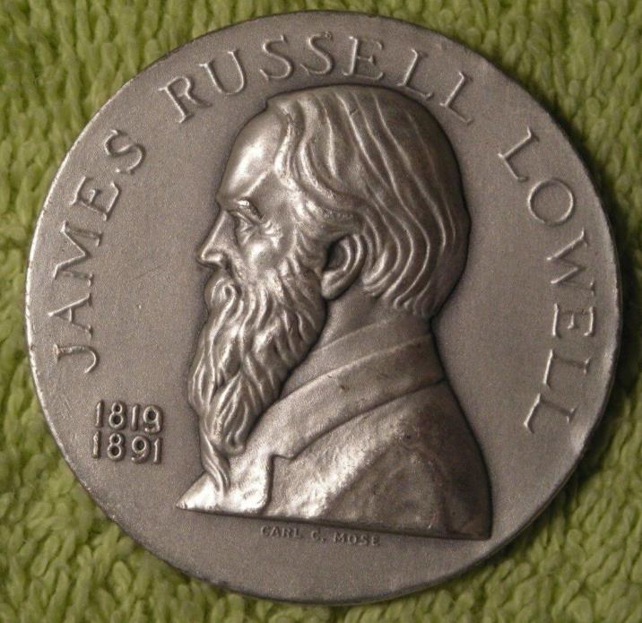 Medallic Art James Lowell medal 60 grams .999 fine silver 1970