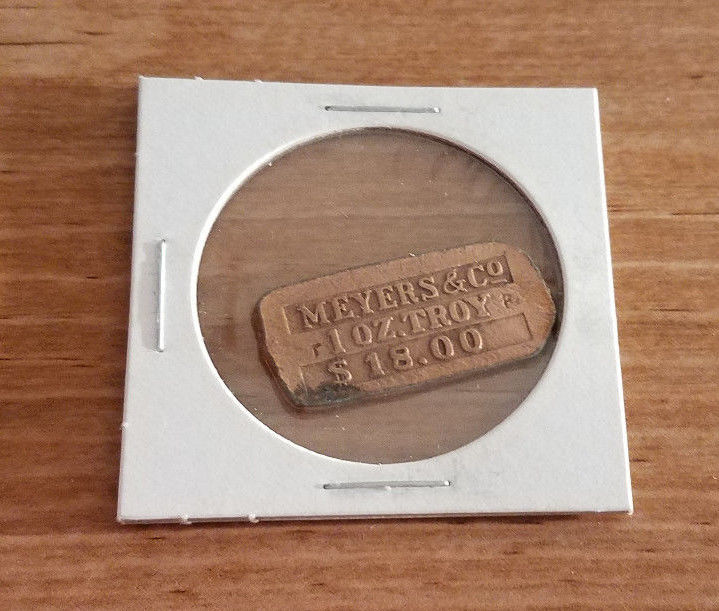 Meyers & Co. 1 oz. Troy $18 Brass Souvenir Ingot