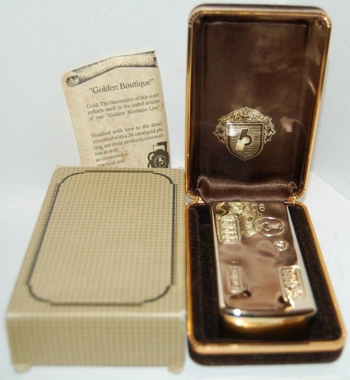Vintage Golden Boutique 24K GP HEAVY GOLD BAR Lighter - Western Germany - NEW