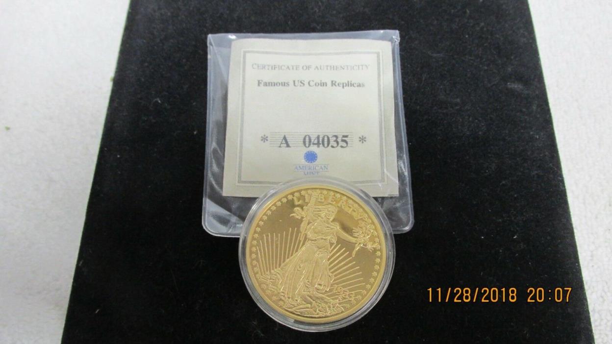 24K AMERICAN MINT 1933 GOLD DOUBLE EAGLE PROOF COMMEMORATIVE COIN with COA.