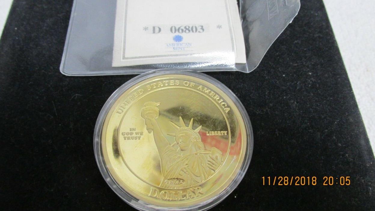 American Mint 24K LAYERED GOLD Presidential Dollar Trials Abraham Lincoln Coin