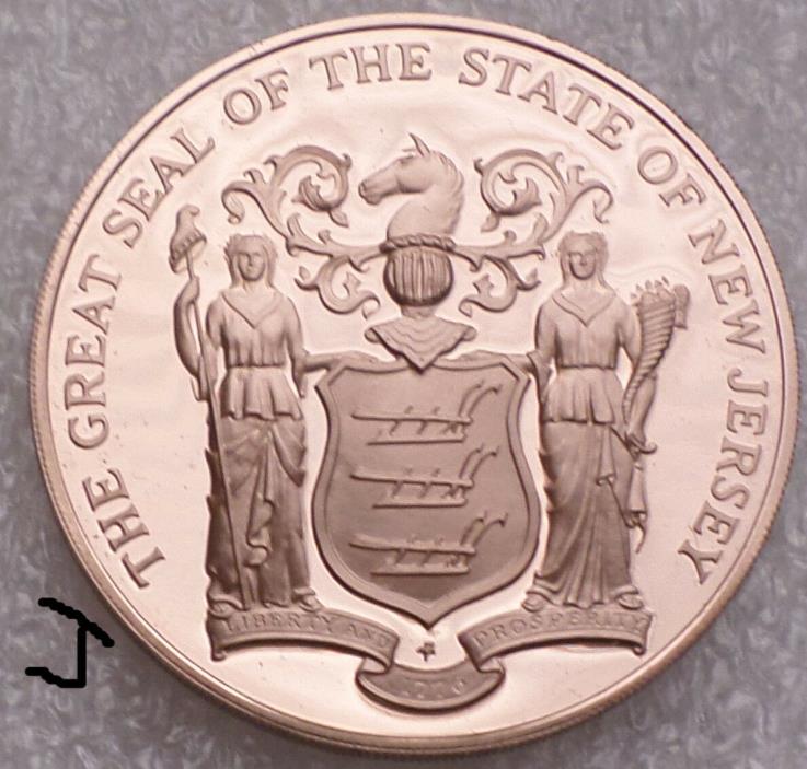 New Jersey State Seal Governor Brendon T. Byrne 1974 Inauguration Bronze Medal