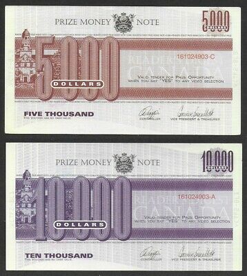 Reader's Digest 2002 Canada Sweepstakes advertising Notes $5000, $10000 Coupon