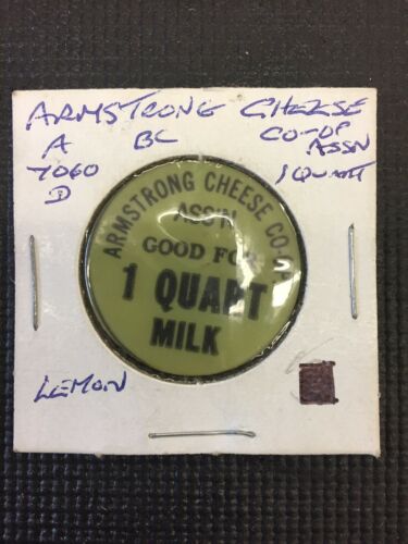 Armstrong Cheese Co-Op Good For 1 Quart Milk Token coin Combine Shipping
